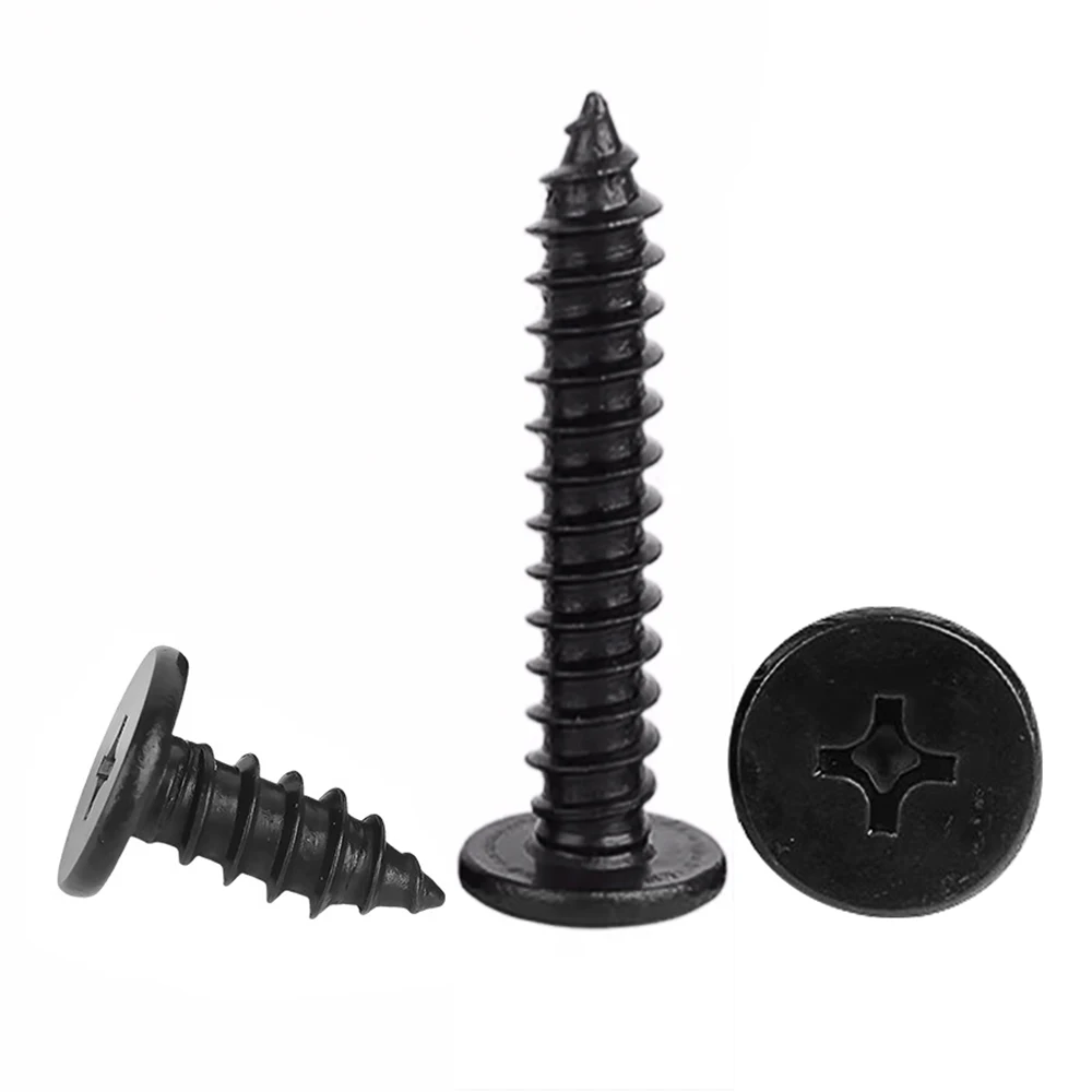 Phillips Ultra Thin Flat Wafer Head Self Tapping Wood Screws M2.3 M2.6 M3 M4 M5 M6 M8 Black Stainless Steel Cross Low Head Screw