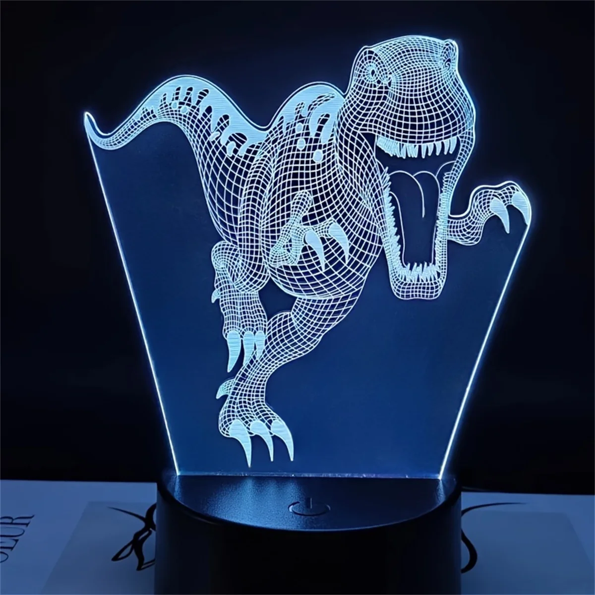 1pc  Dinosaur 3D Night Light, 3D Optical Illusion Lamp With Touch, 7-Color Changing Ambient Light For Bedroom