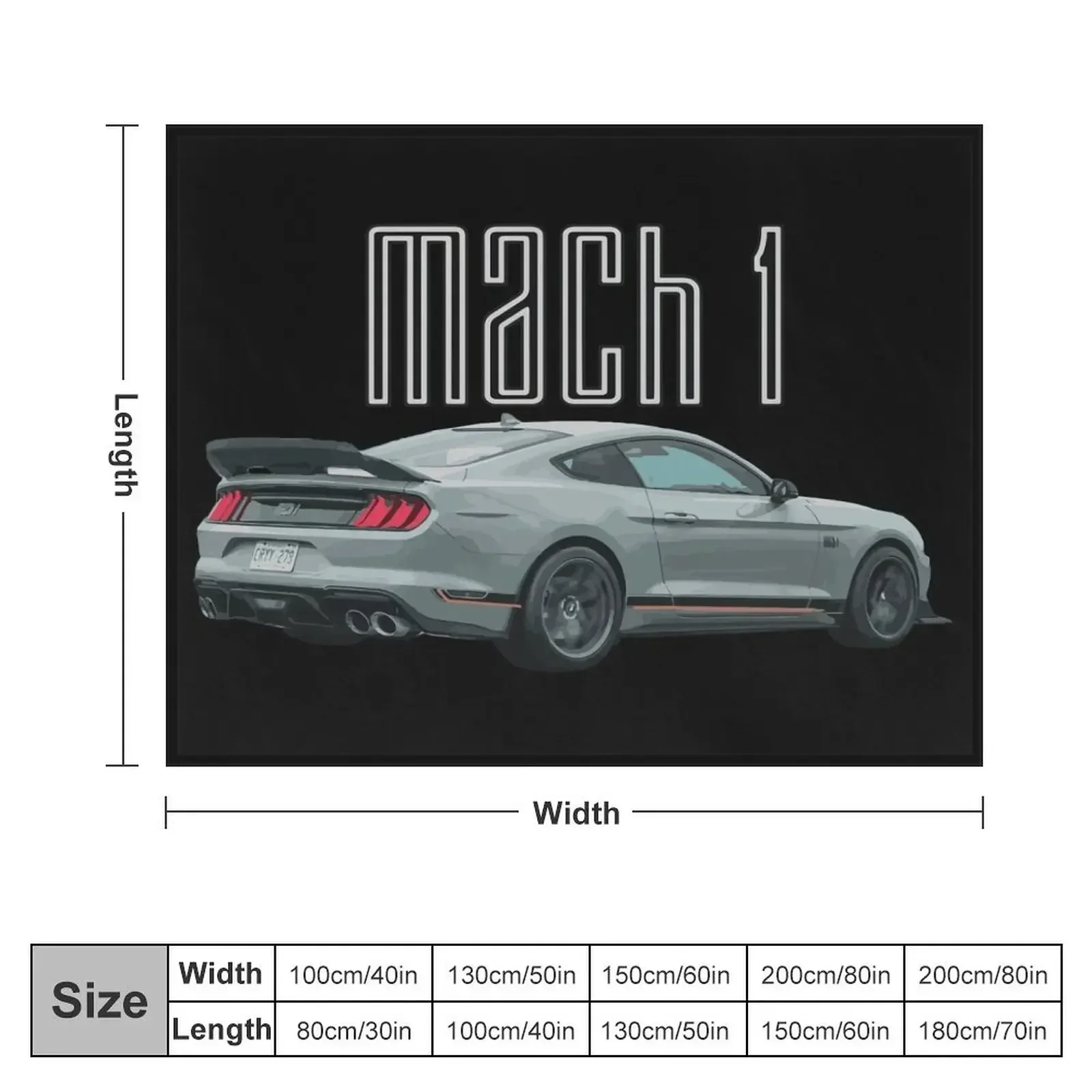 MACH 1 Mustang GT 5.0L V8 Performance Car Fighter Jet Gray Rear Throw Blanket Weighted Kid'S Blankets