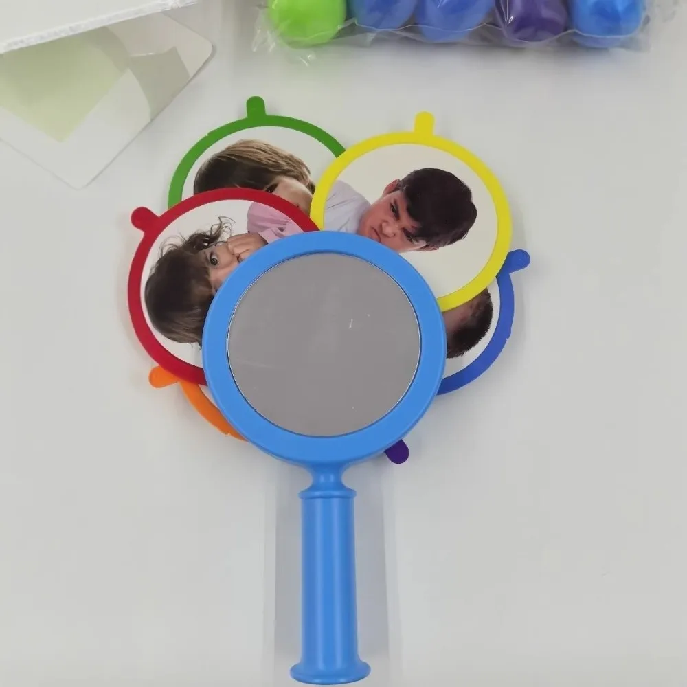 Round Emotional Cognition Mirror Portable Cartoon Facial Expression Learning Mirror Expression Ability Funny Imitation