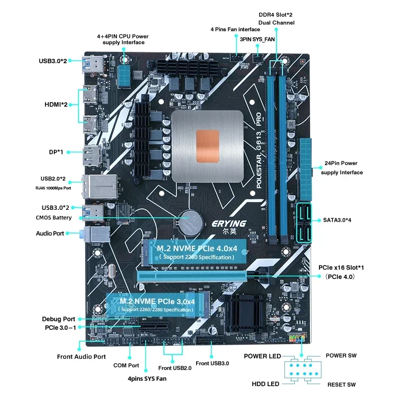 ERYING M-ATX DIY Gaming PC Motherboard with Onboard 11th Core Interpose Kit i7 11850H 2.5GHz 8C16T 24MB Computer Assembly Set