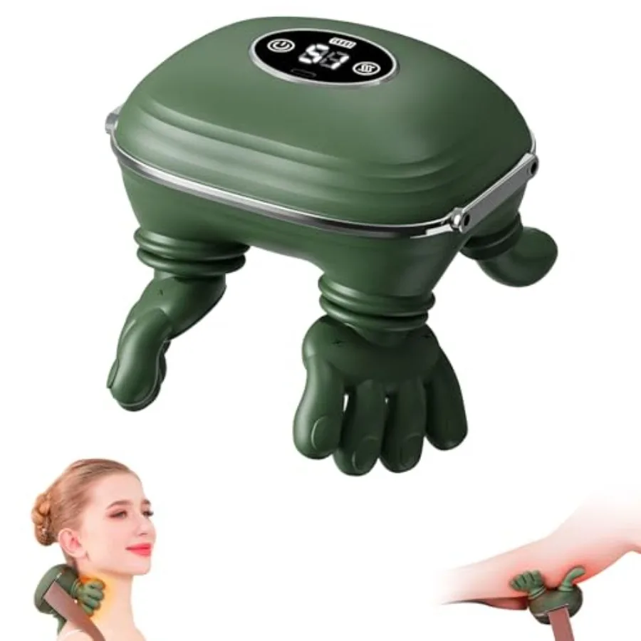 

Heated Neck Massager with 4D Kneading Fingers for Neck and Shoulder Relief LCD Display Adjustable Intensity Simulates Real Palm