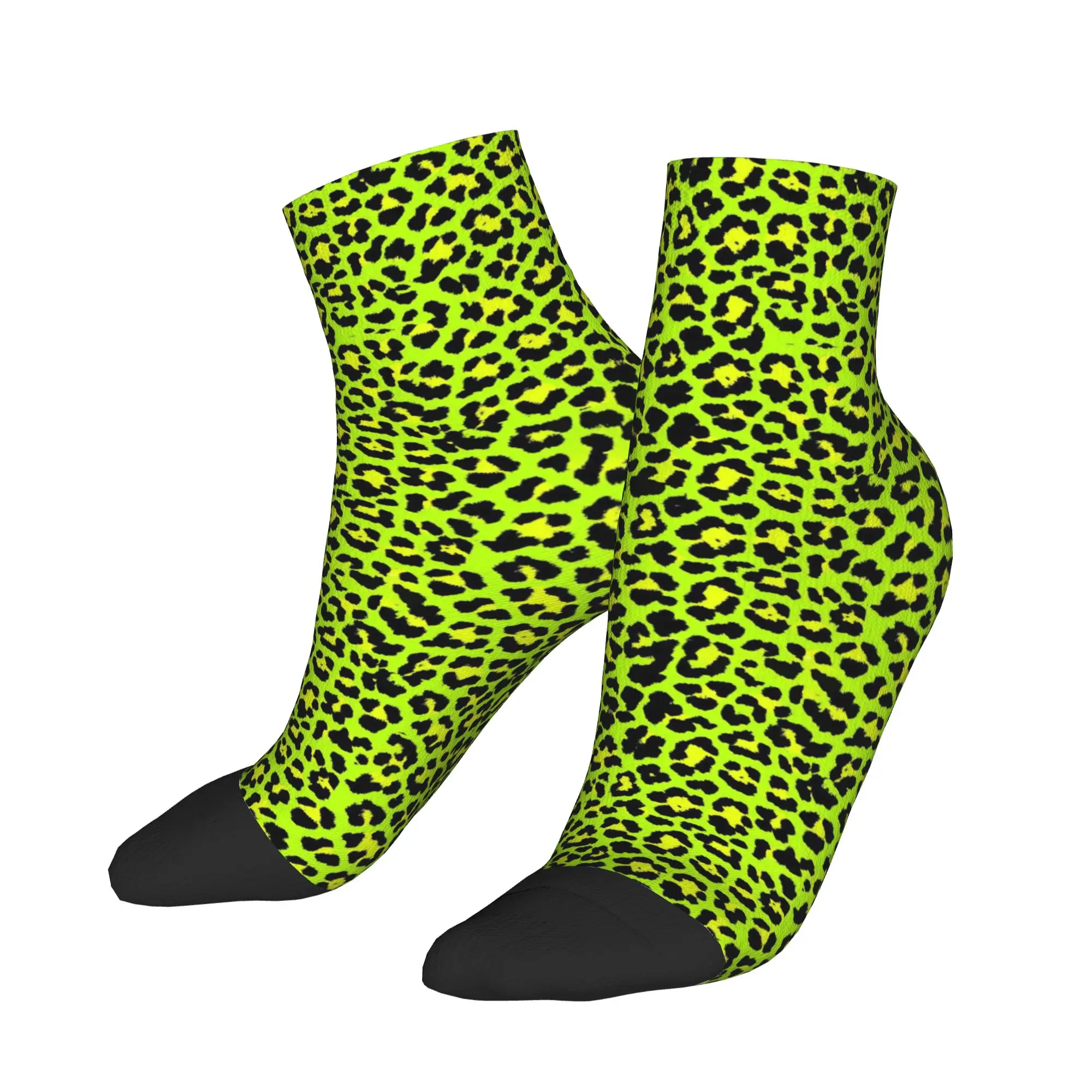 

Men's Socks Green Punk Rock Leopard Print Fashion Comfortable Ankle Sock Autumn Design Running Non Slip Socks