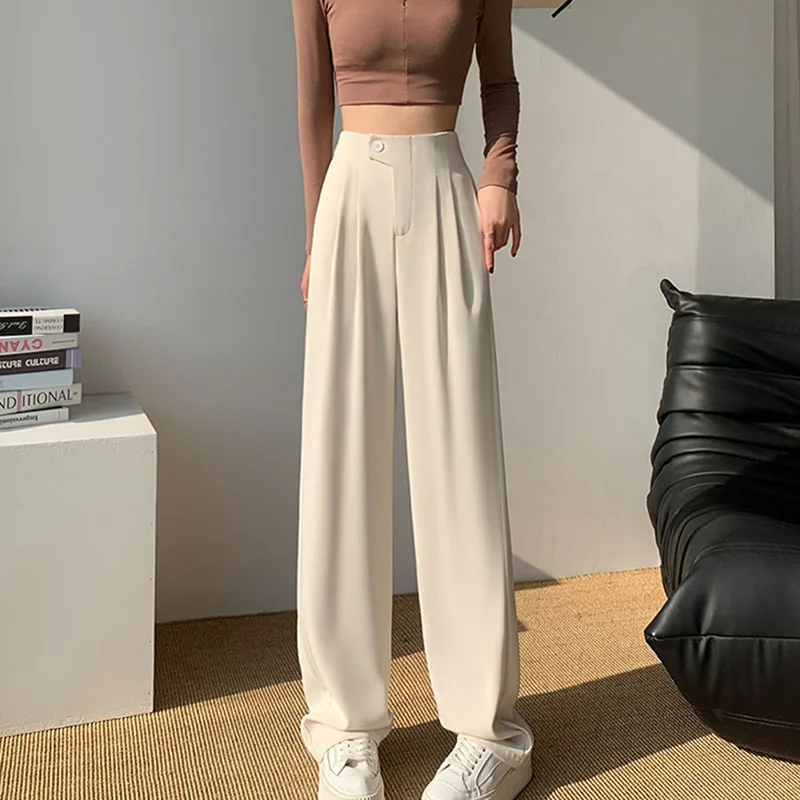 

Pendant Style Suit Pants Women's Fashion Women Pants 2025 New Spring Autumn High Waist Straight Leg Wide Pants Female Tide H295