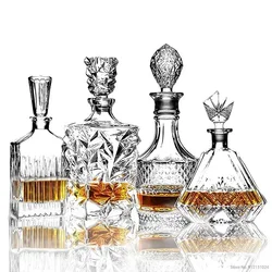 Whiskey Decanter for Liquor Scotch Bourbon, Crystal Glass, Lead-Free, Alcohol Bottle, Barware