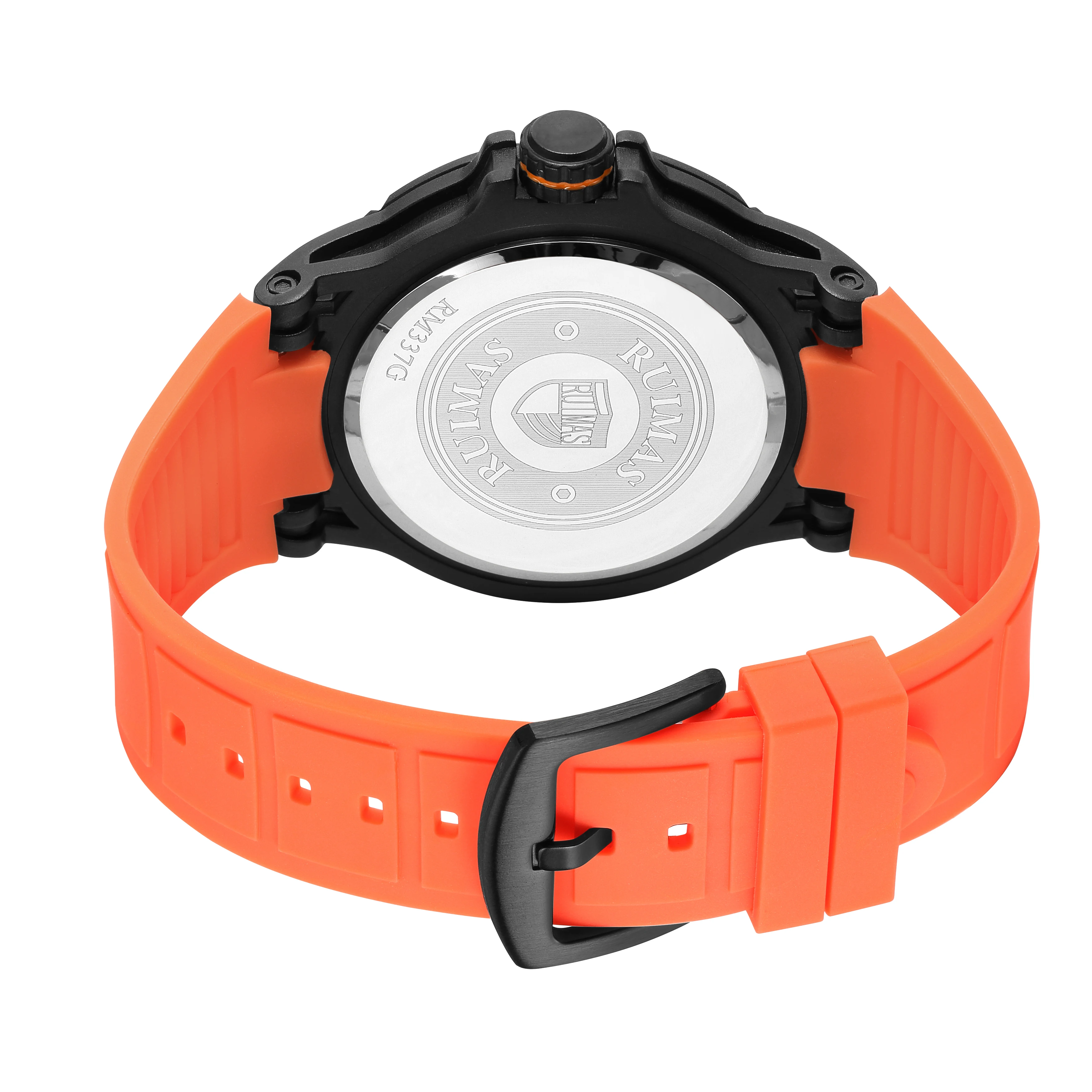 RUIMAS 337 Men Quartz Watch Blue Orange Fashion Casual Creative Unique Silicone Strap Analog Display Wristwatch for Male Boy