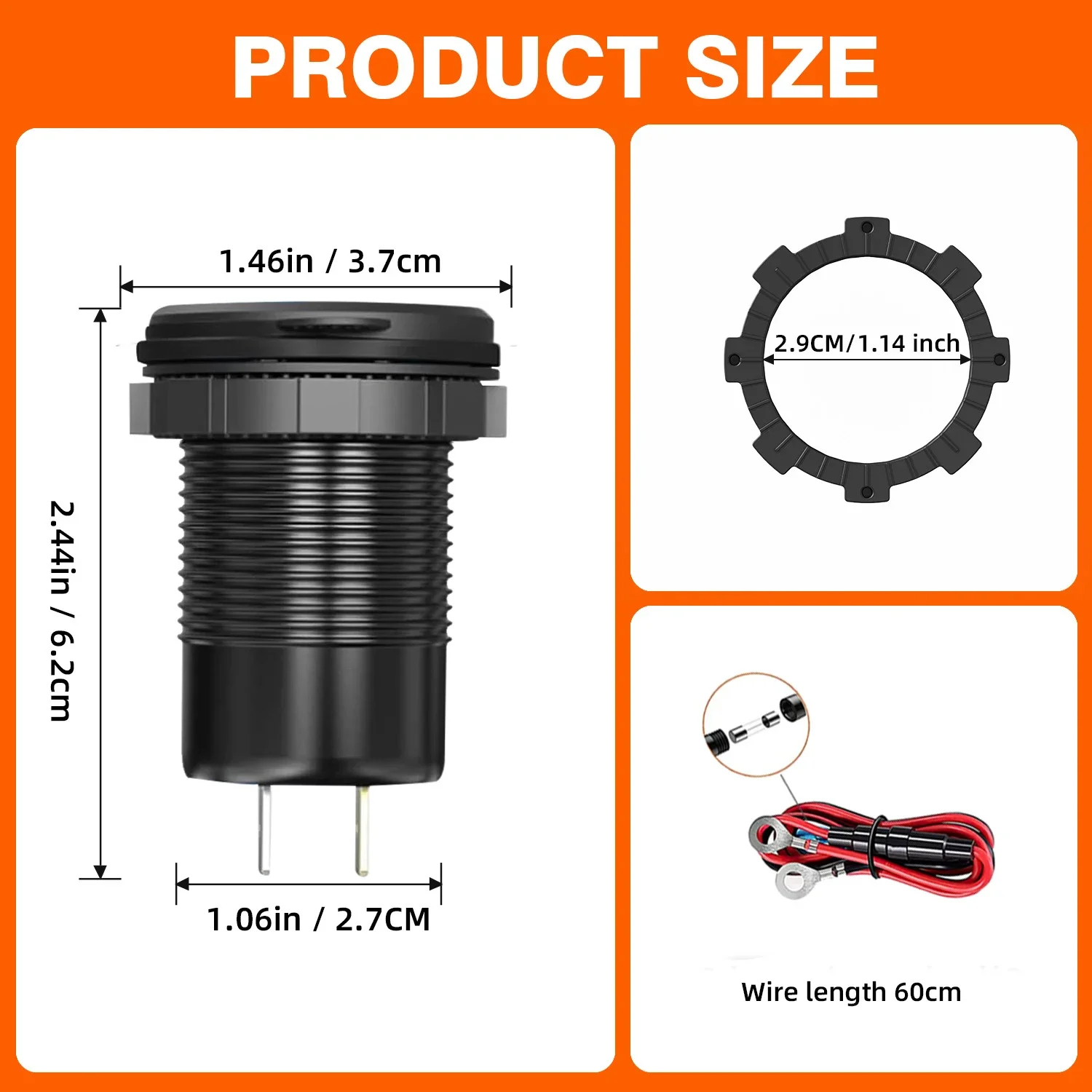 12V USB-Ausgang Aluminium-Autoladegerät PD3.0-Anschluss für Laptops Schnellladung 3.0 USB-Anschluss Wasserdicht mit Voltmeter für Wohnmobil, Boot, Bus – Detail 18