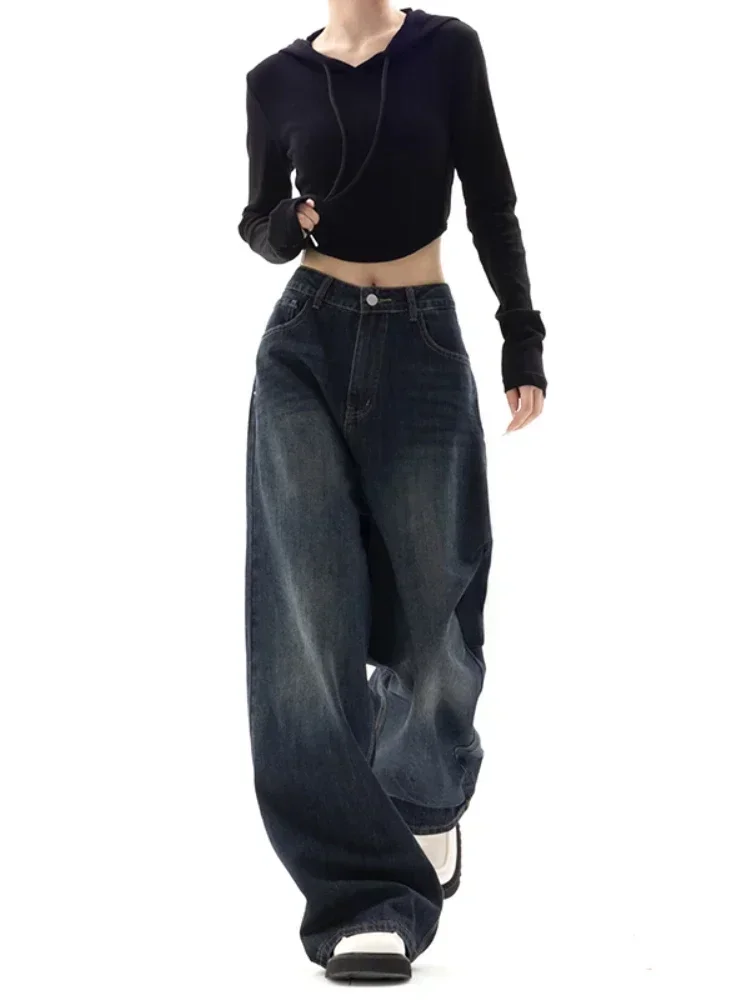 Vintage Baggy Hohe Taille Jeans Frauen Y2K Breite Bein Übergroßen Harajuku Beliebte Mode Herbst Streetwear Männer Jeans Hosen