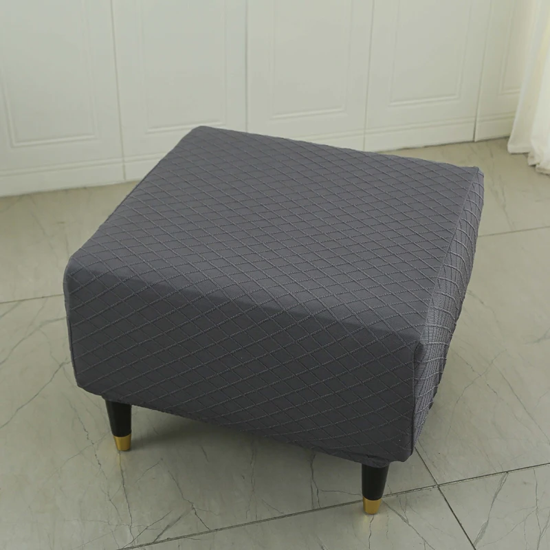 

Stretch Jacquard Square Ottoman Covers Elastic All-inclusive Square Low Stool Pouffe Footstool Cover Protector