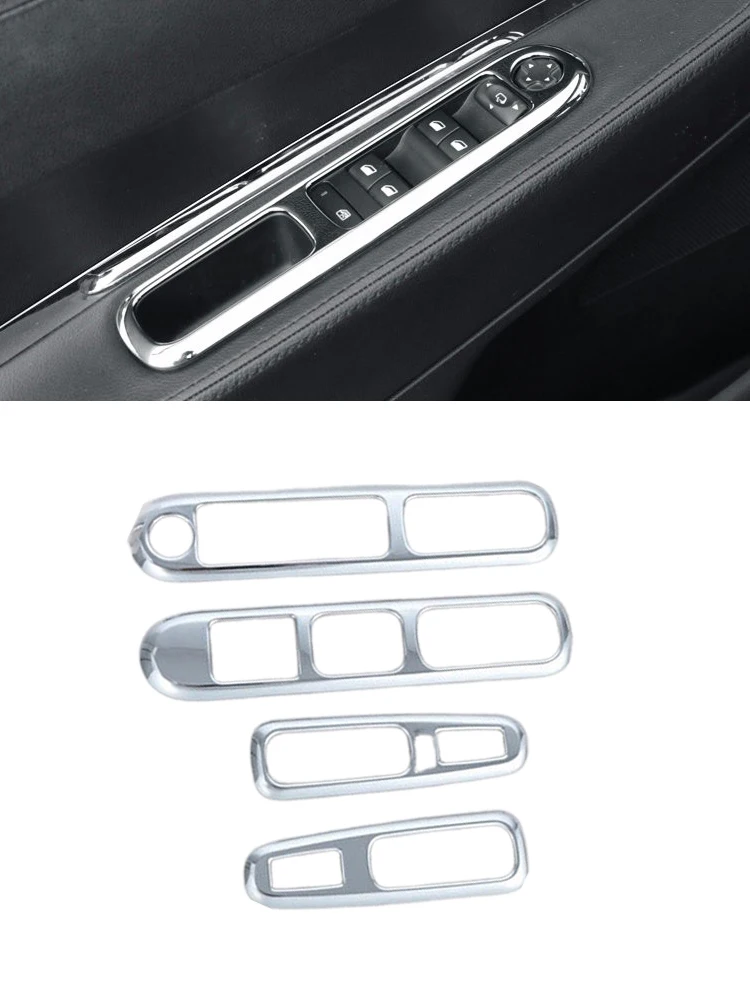 ABS Chrome Trim Interior Window Lifter Armrest Cover For Peugeot 3008 2012 2013 2014 2015 LHD