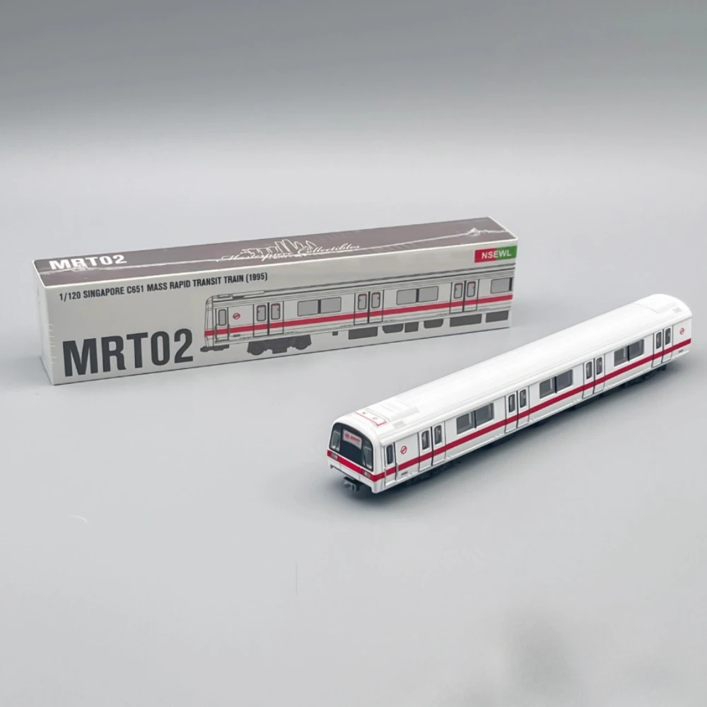 รถไฟของเล่นขนาด 1/120 รุ่น MRT02 รถไฟใต้ดินสิงคโปร์ โมเดลโลหะผสม ของตกแต่งตั้งโต๊ะ ของสะสม ของขวัญ รถไฟจำลอง ของเล่นเด็กผู้ชาย