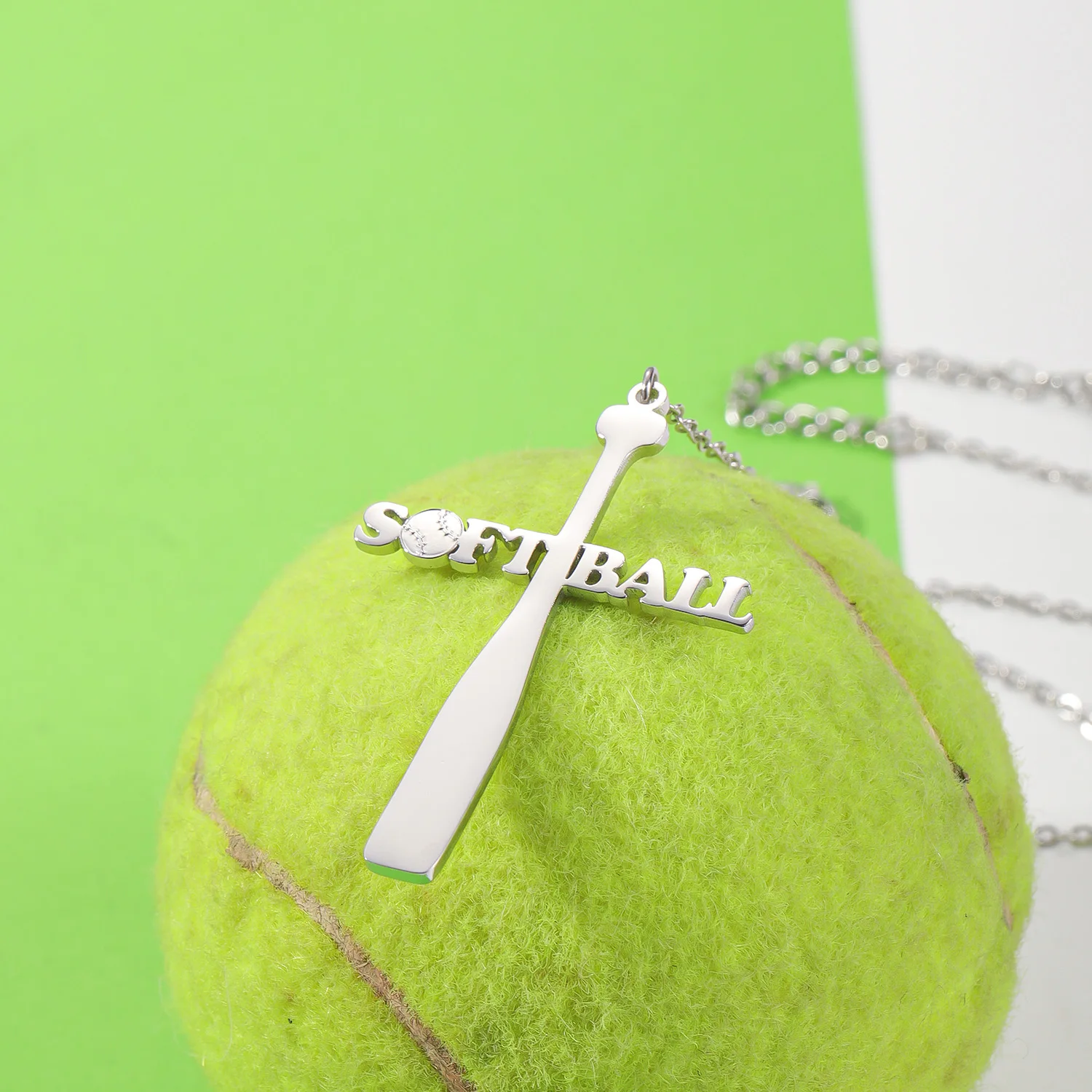 Custom Softball Name Necklace Personalized Shaped Pendant With Name Engraving Stainless Steel Jewelry Sports Themed Necklaces
