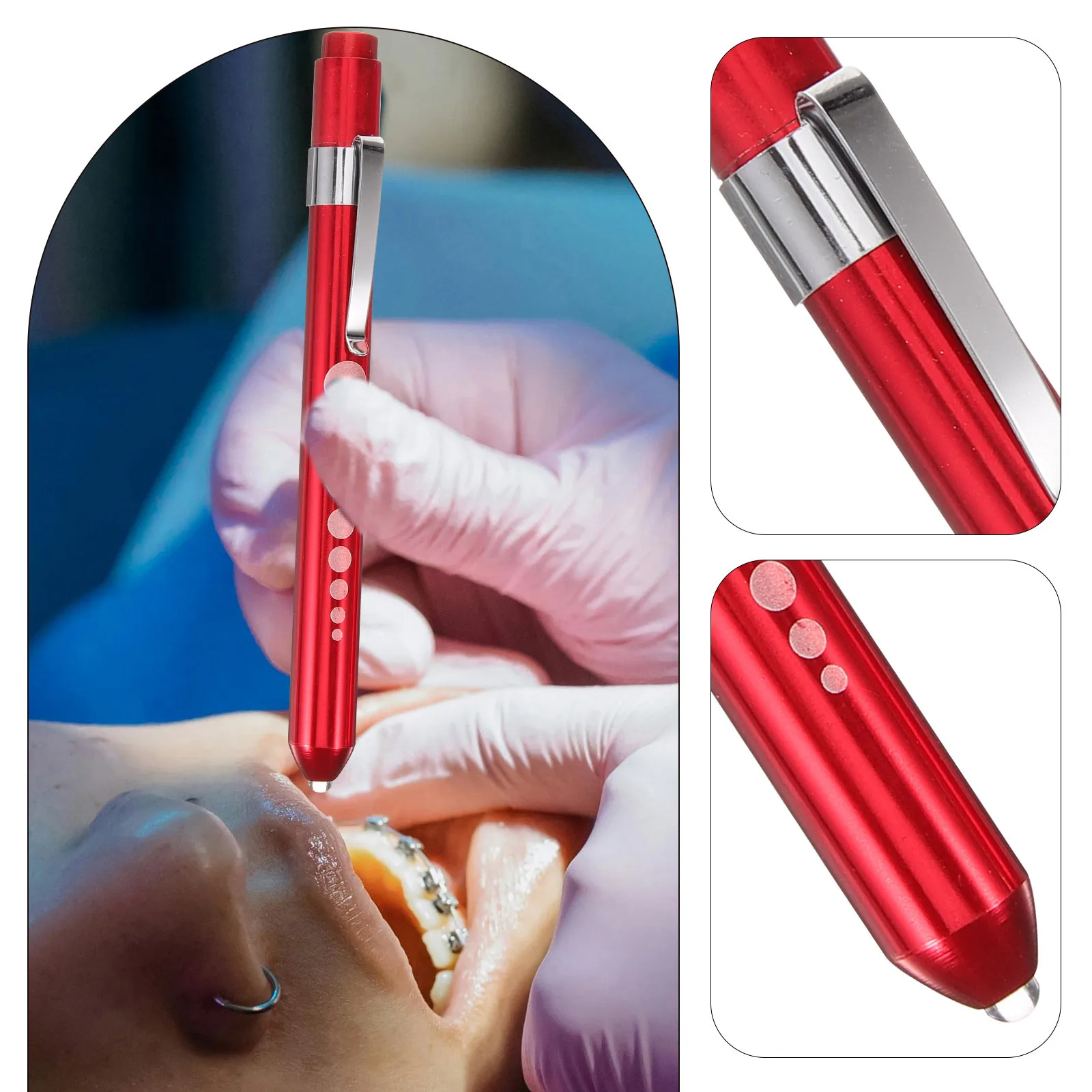 

2pcs Led Pen Lights Medical Nursing Flashlight Reusable Mini Flashlight With Ruler Portable For Healthcare Badge Use