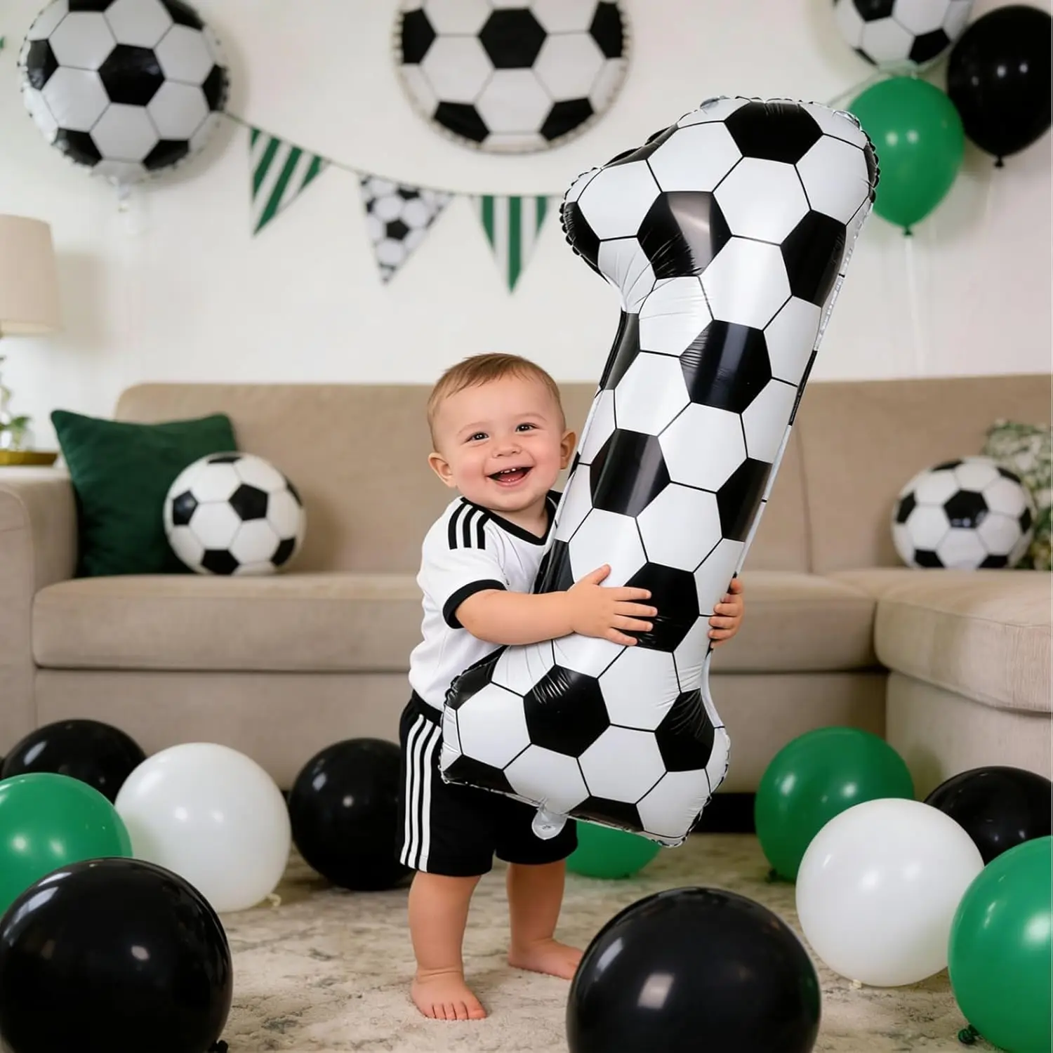 Schwarz-weißer Fußball-Digitalballon 0-9, 40 Zoll großer Digitalballon, Sportthemen-Geschenk, Dekoration für Geburtstagsfeiern und Jubiläen – Detail 4