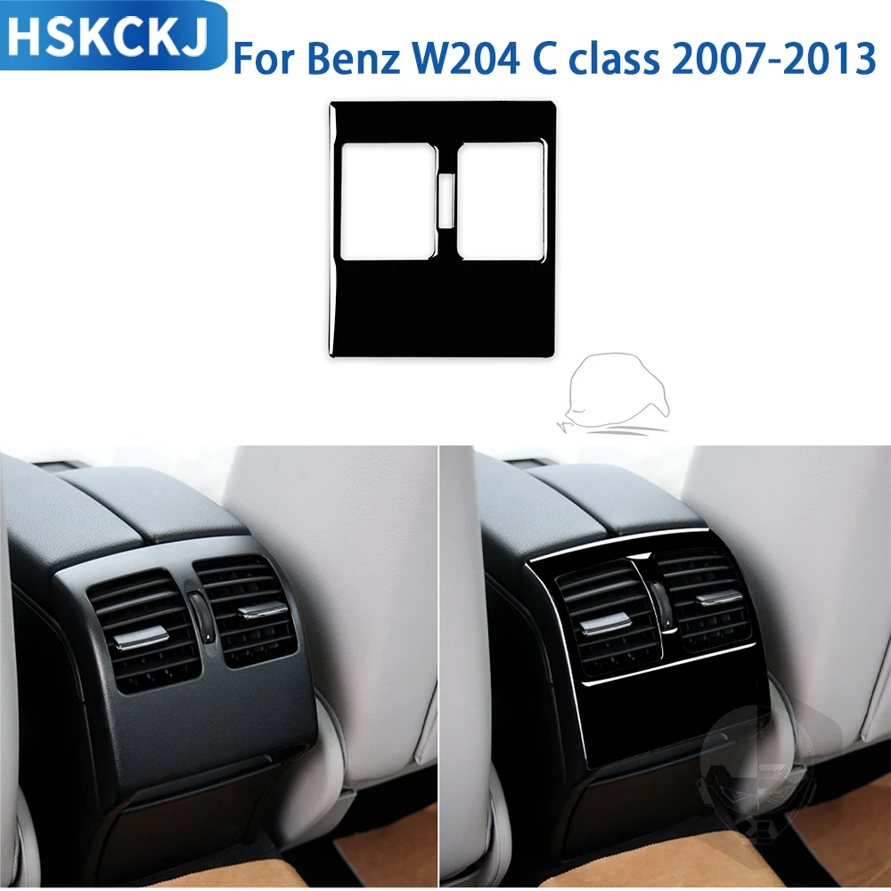 

For Mercedes Benz C Class W204 2007-2013Car Accessories Interior Rear Air Outlet Panel Trim Modified Sticker Gloss Black Plastic