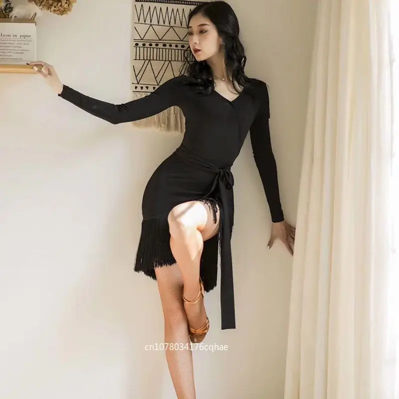women-adult-latin-dance-dress-sexy-tassel-skirt-spring-autumn-new-style-practice-training-competition-performance-dance-costume