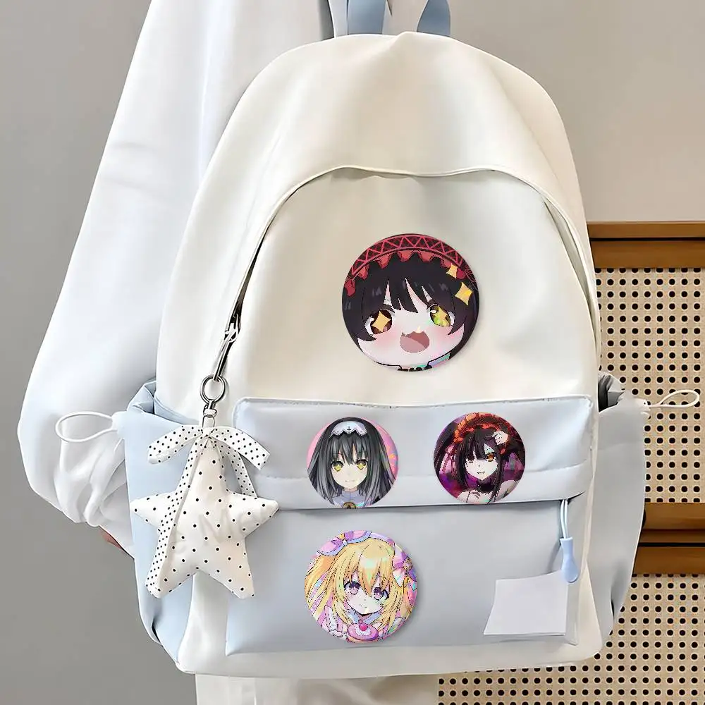 Anime D-DATE A A-LIVE Creative Round Button Pins Badge Set Cartoon Anime Movie Music Pattern Brooches For Bags Jackets