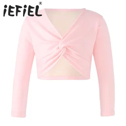 Kids Girls Ballet Dancewear Gymnastics Wrap Top Jacket Coat Children Ballerina Costume Stage Performance Warm Cardigan Shrug