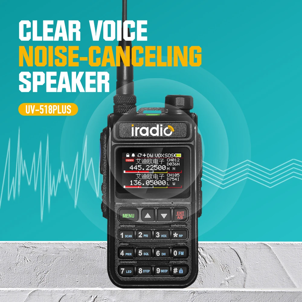 IRADIO UV518PLUS 5W 128CH U 400-520Mhz V 136-174Mhz 1100MAh dual band walkie talkie