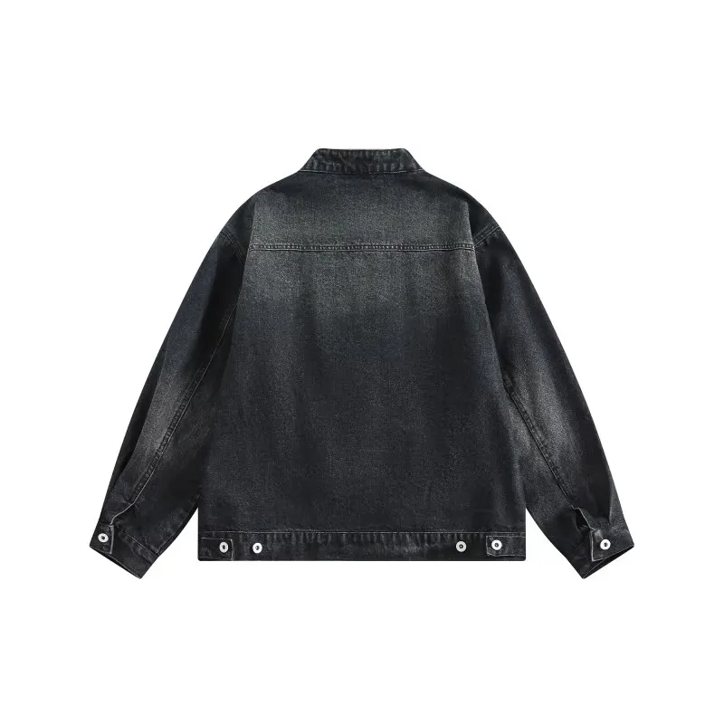 

Retro Japanese Sle Distred Denim Jaet Men's Loose Casual Outerwear High Street Trend Youth Wear Spring Autumn