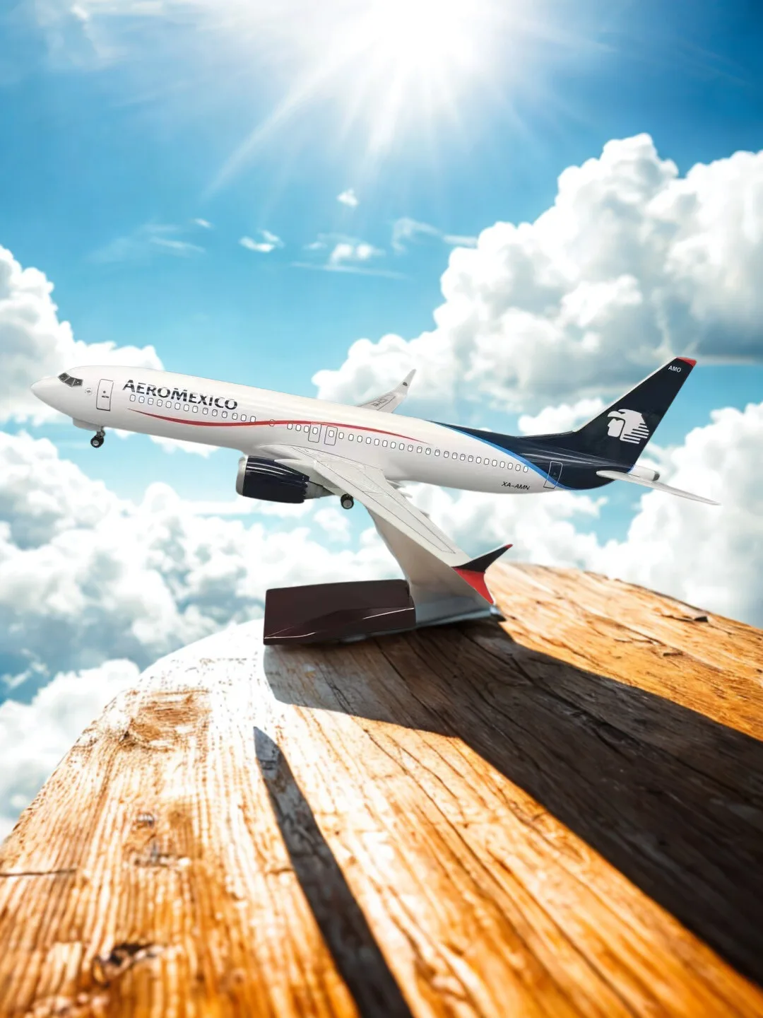 โมเดลเครื่องบินเรซิ่นไดแคสต์ ขนาด 47 ซม. รุ่น B737 สายการบินแอร์โมเม็กซิโก พร้อมไฟและล้อ สำหรับประกอบเป็นของตกแต่ง