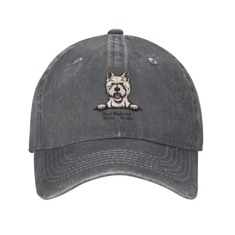 Classic Unisex Cotton Peeking Dog West Highland White Terrier Baseball Cap Adult Westie Adjustable Dad Hat for Men Women Outdoor