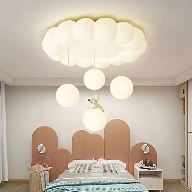 Children's LED Bubble Ball Light Modern Romantic Warm Baby Boy Girl Room Cloud Ceiling Lights
