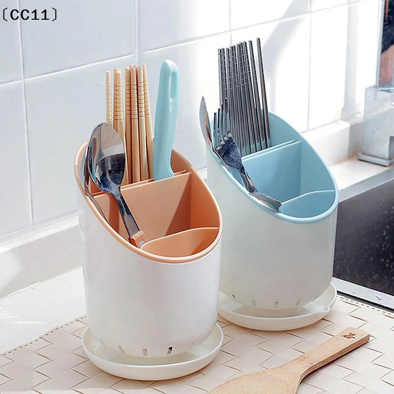 1Pcs Plastic Tableware Storage Rack With Drain Tray Chopsticks Knife Spoon Fork Drainage Rack For  Kitchen Organization〔CC11〕