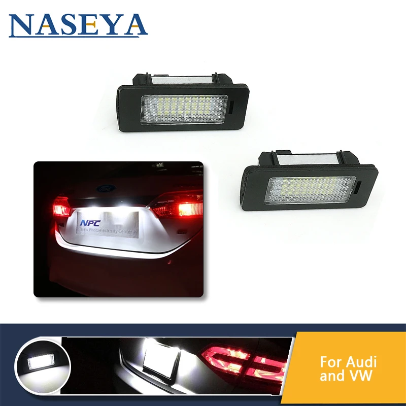 LED License Plate Lights Plastic Car Number Licence Plate Light For Audi A4 S4 A5 Q5 TT For Volkswagen PASSAT 5D 08