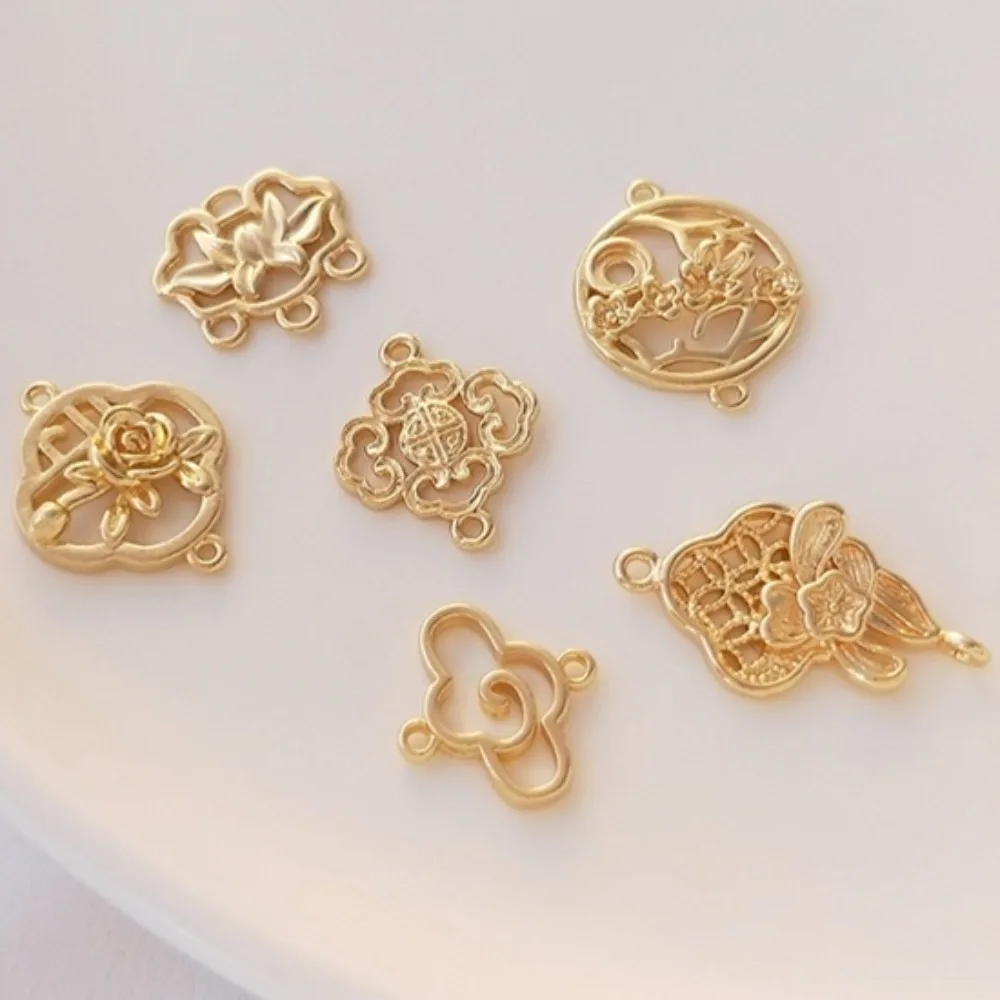 

1Pcs Copper Charms 14K Gold Color Window Double Hanging Connection Accessories Handmade DIY Bracelet Earrings Hairpin Pendant