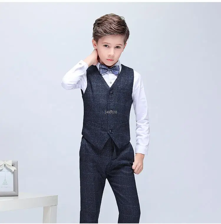 Boys Luxurious Wedding Suit Kids Formal Birthday Party Tuxedo Set Children Photograph Dress Child Performance Dance Show Costume