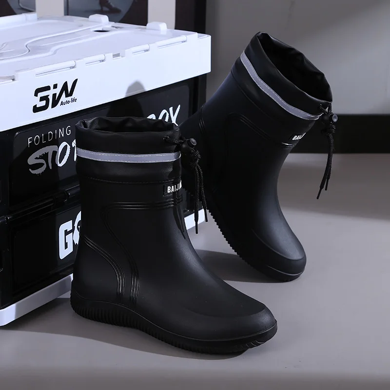 Botas de chuva masculinas de alta qualidade, botas de trabalho de cano médio, botas de pesca, à prova d'água, para todas as e...