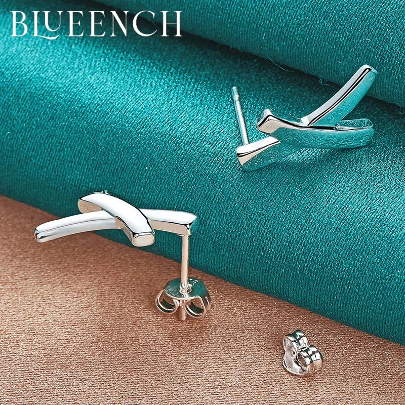 

Blueench 925 Sterling Silver Geometric Simple Stud Earrings Earrings For Women Wedding Party Birthday Temperament Fashion Jewel