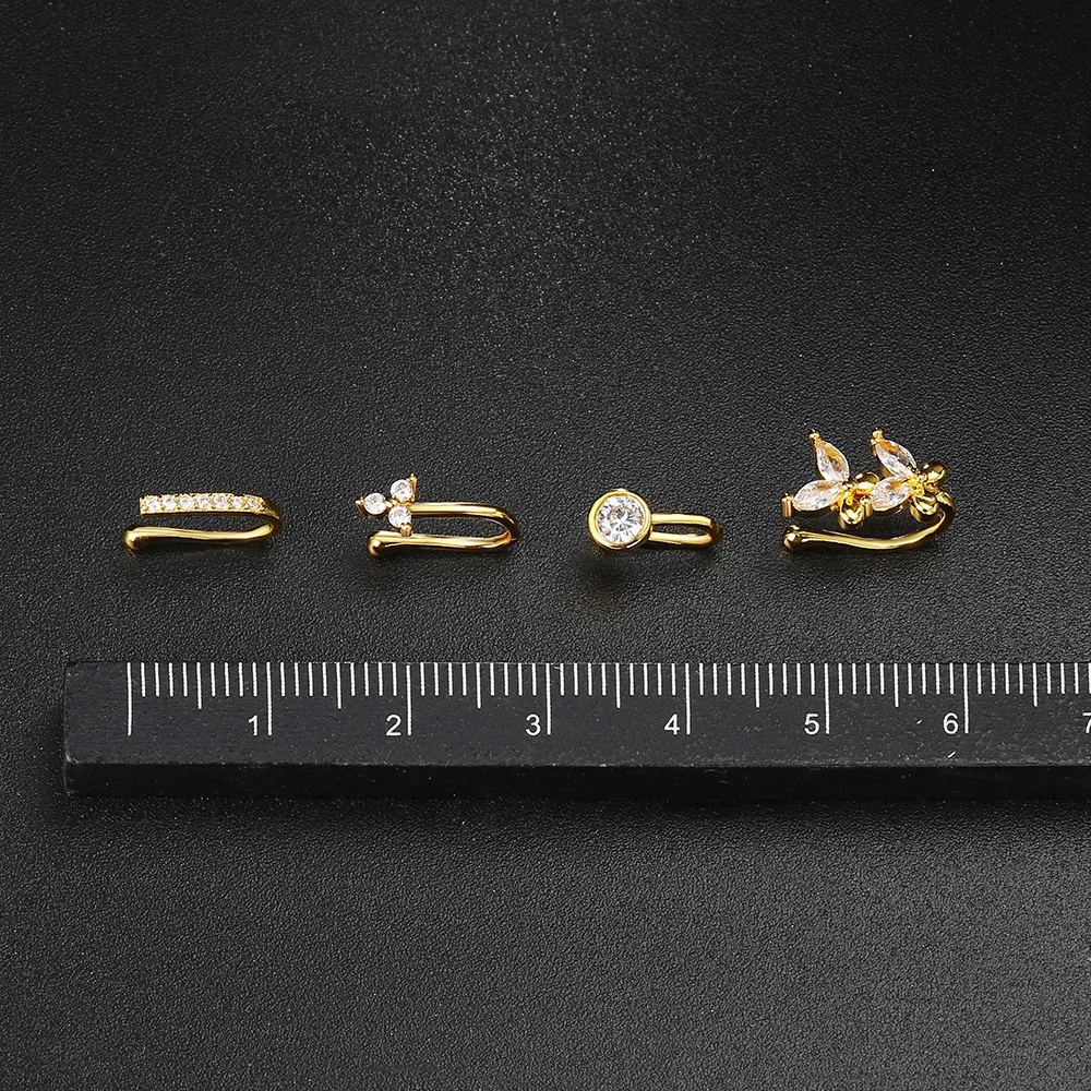 Nuovo 1 pz falso Piercing Clip naso anello polsino gioielli per il corpo per le donne tendenza polsini dell\'orecchio cuore stella fiori farfalla