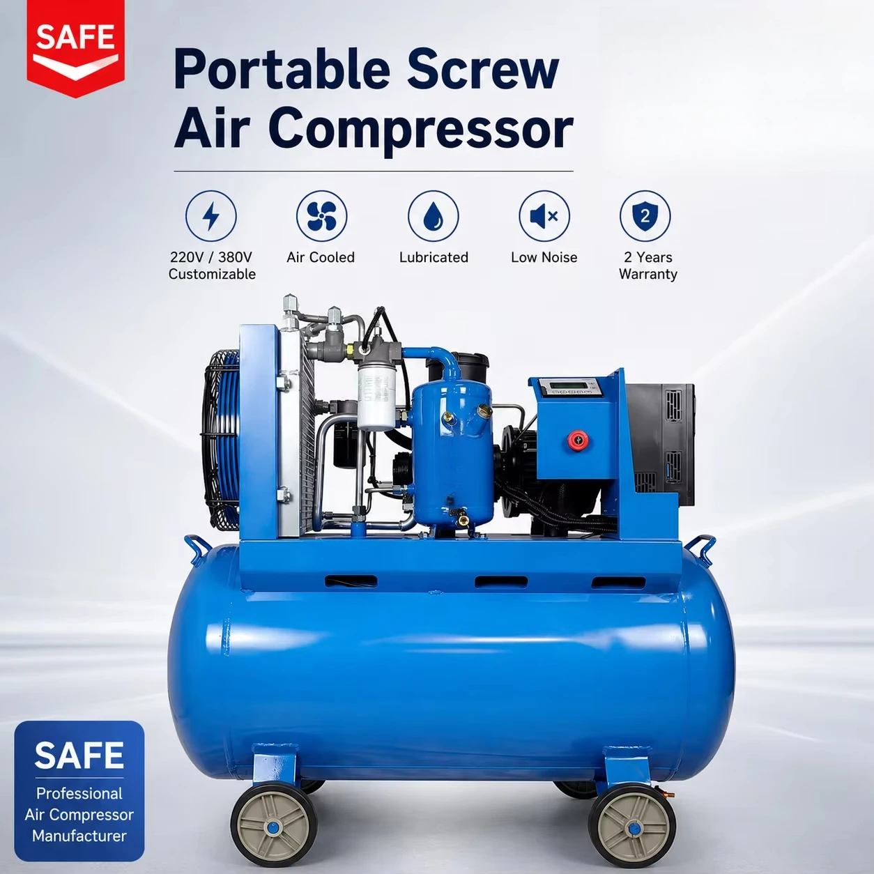 7.5kw 8bar Horizontal Screw Type Air Compressor Air Source Machine Air Generating Pump for Workshop Pneumatic Source