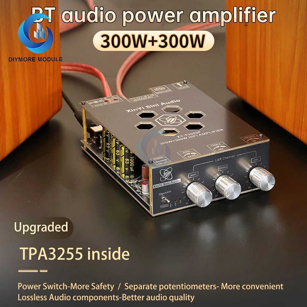 

XY-T3002P 300Wx2 Bt Digital Amplifier Board Module With High And Low Frequency Adjustment, Imported Tpa3255 Chip Supporting APP