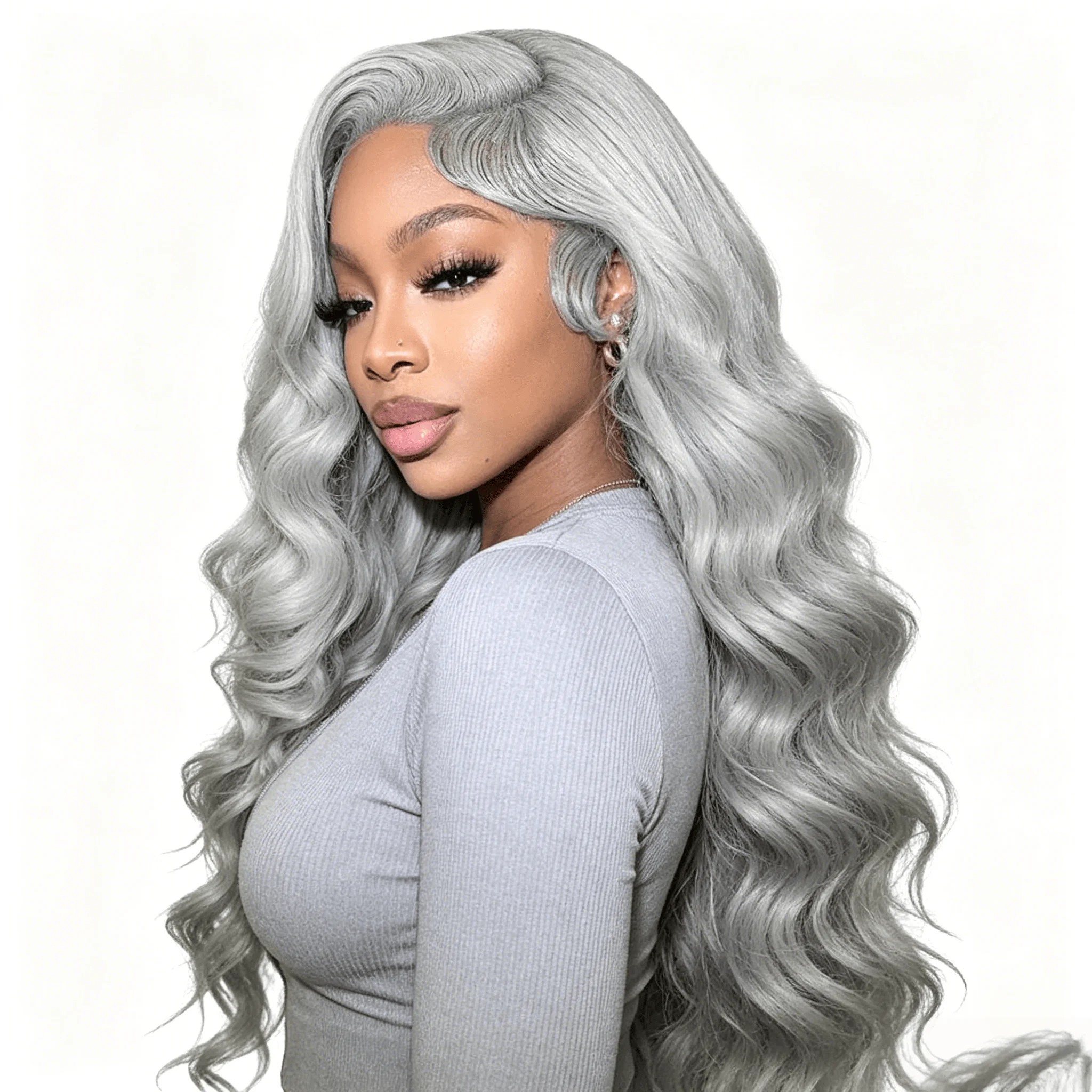 

Silver Grey Body Wave 13x6 13x4 Lace Front Wig Human Hair PrePlucked Transparent Lace Frontal Wig Colored Blonde Wigs For Women