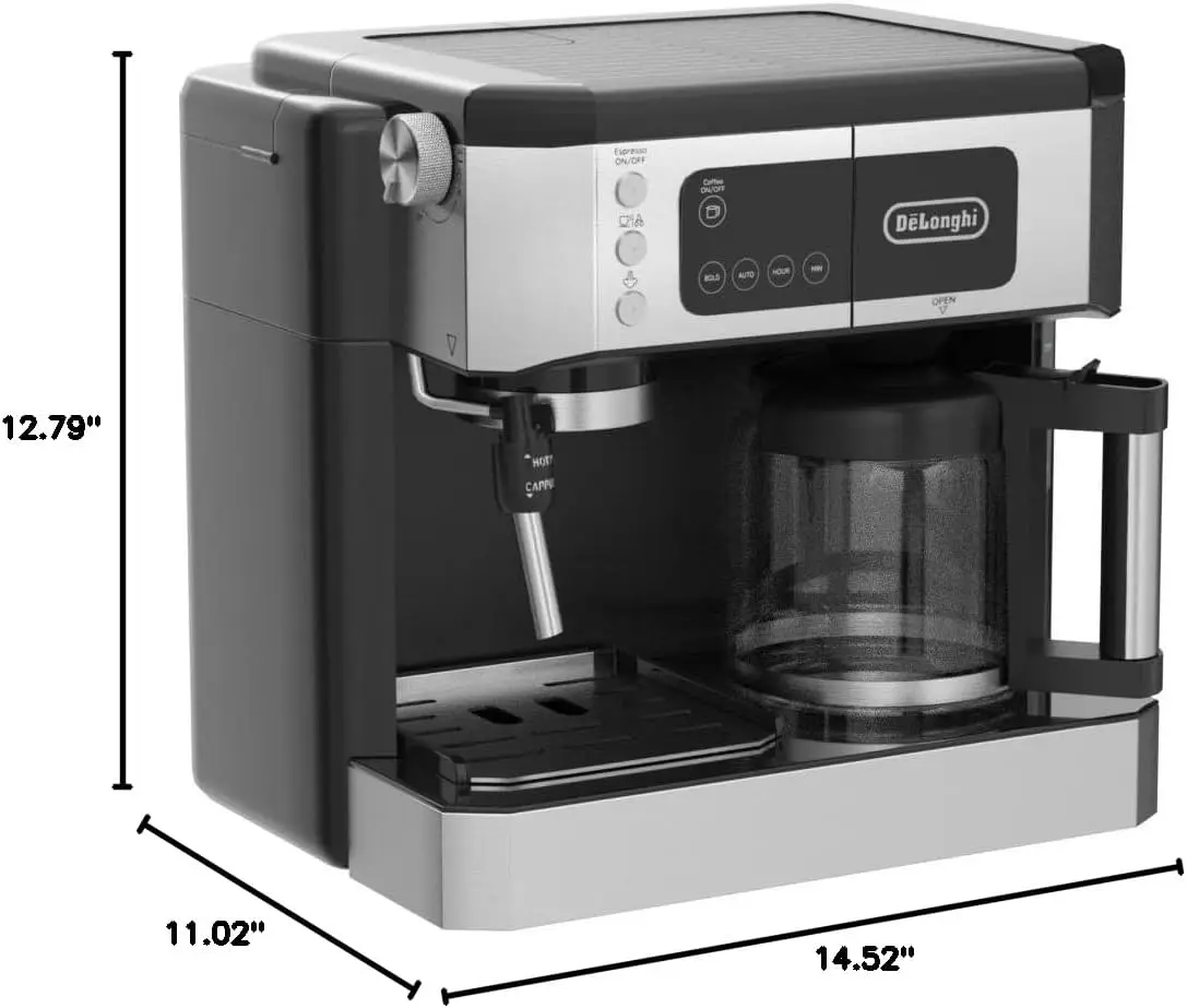 Cafetera combinada todo en uno y máquina de café expreso + Espumador de leche ajustable avanzado para capuchino