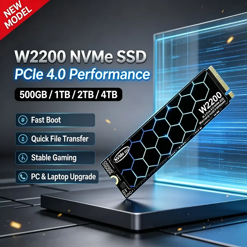 W2200 M.2 NVMe PCIe 4.0 SSD 2026 New High Speed Fast 500GB 1TB 2TB 4TB Inside Solid State Disk for Notebooks PC Office Game Max