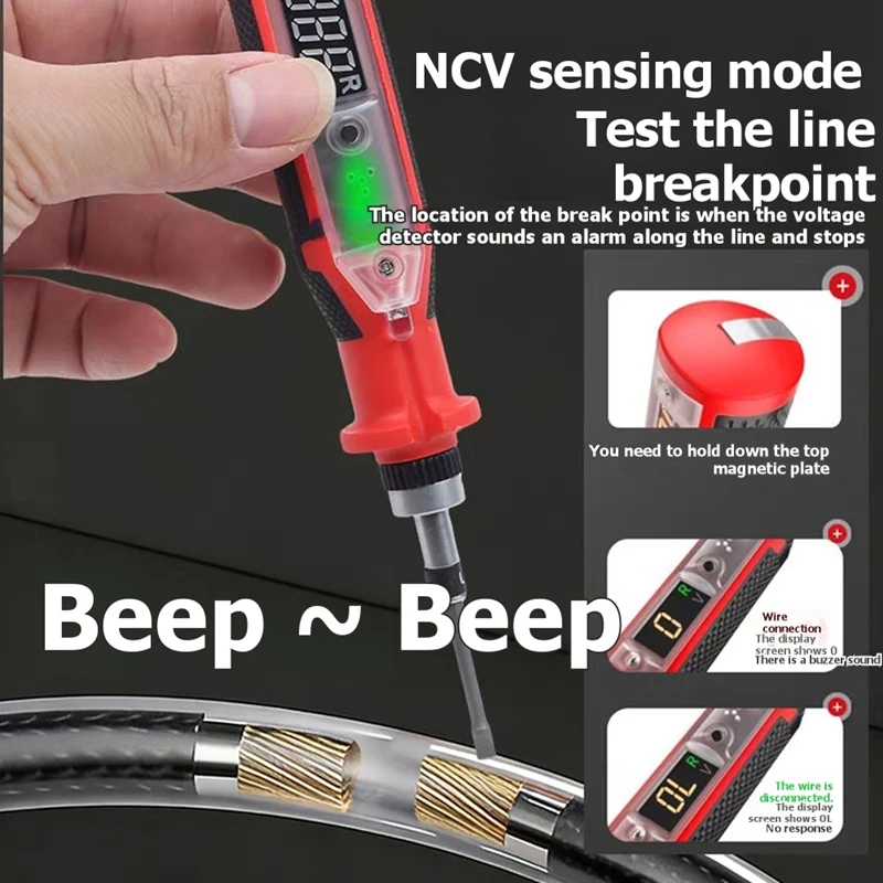 Super Sale New Rechargeable Ratchet Screwdriver Set with Voice-Enabled Digital Voltage Tester-Supports AC 3-450V Voltage Detecti