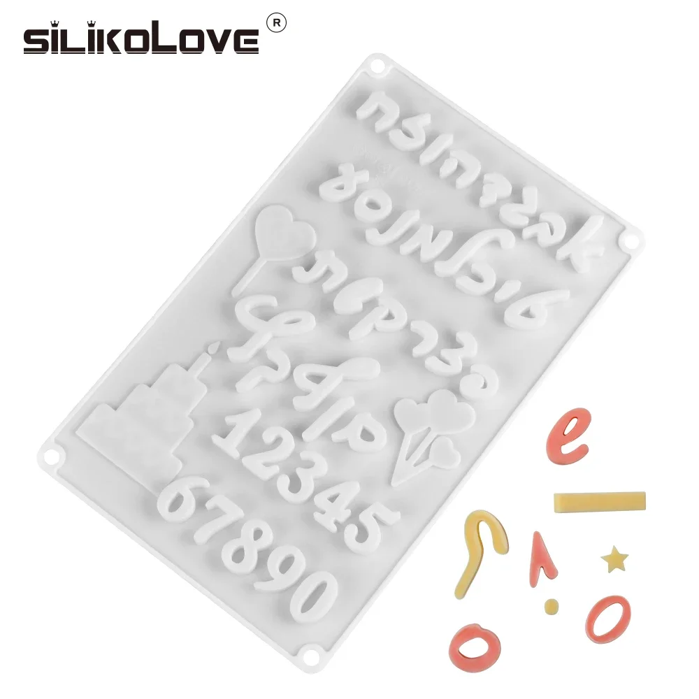 SILIKOLOVE Hebrew Letters Arabic Numbers DIY Silicone Chocolate Mold For Baking Cake Decorating Tools Bakeware Moulds