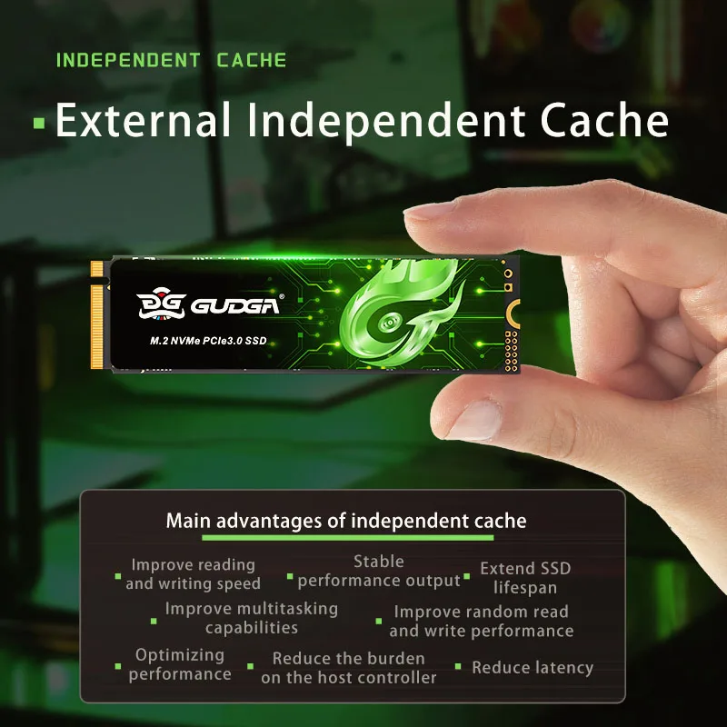 GUDGA SSD مع Dram Cache M2 512GB M.2 2280 محرك الأقراص الصلبة الداخلي PCIe 3.0 × 4 3500mb/s القرص الصلب TLC لأجهزة الكمبيوتر المحمول