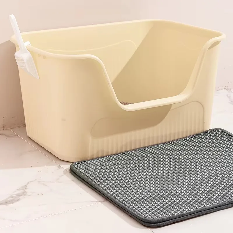 

Oversized Semi-Closed Open Cat Litter Basin Giant Anti-splash Baby Cat Toilet Extra Large Plastic Cat Litter Box Accessories
