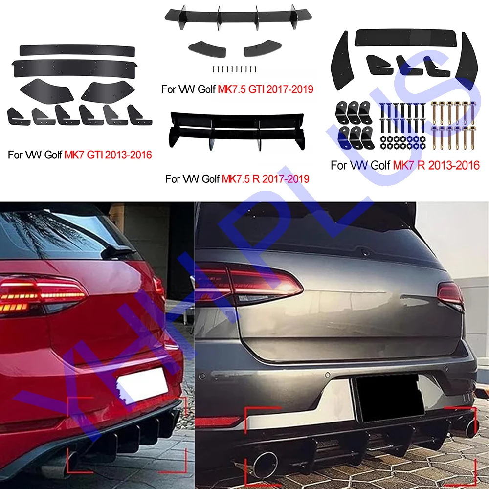 

GOLF MK7 MK7.5 R GTI Rear Bumper Diffuser Lip Splitter For VW Golf7 13-16 Golf7.5 17-19 Accessories Auto Exterior Parts HOT SALE