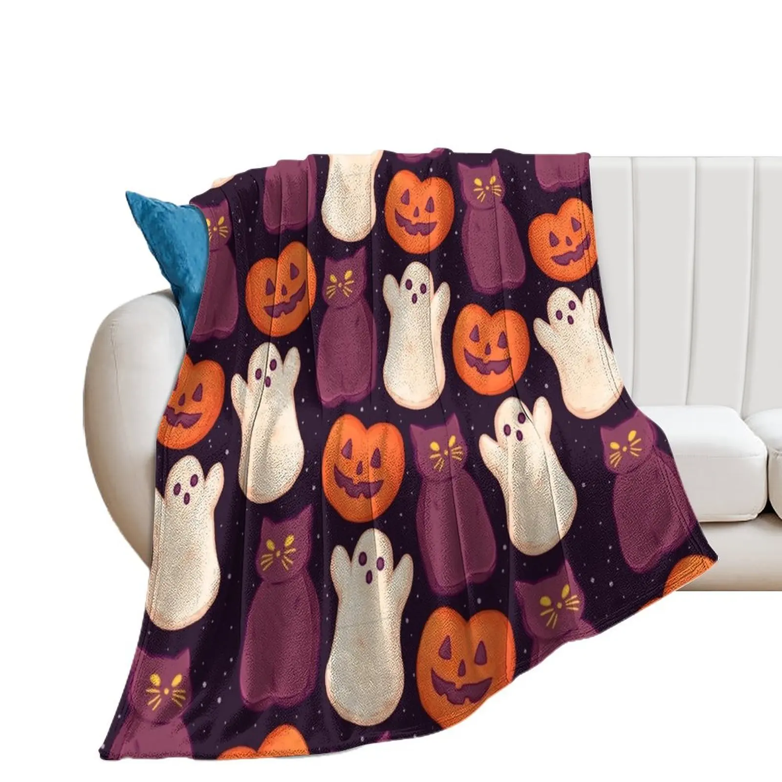 Halloween Marshmallows Dark Throw Blanket Luxury St Flannels christmas decoration Moving Blankets