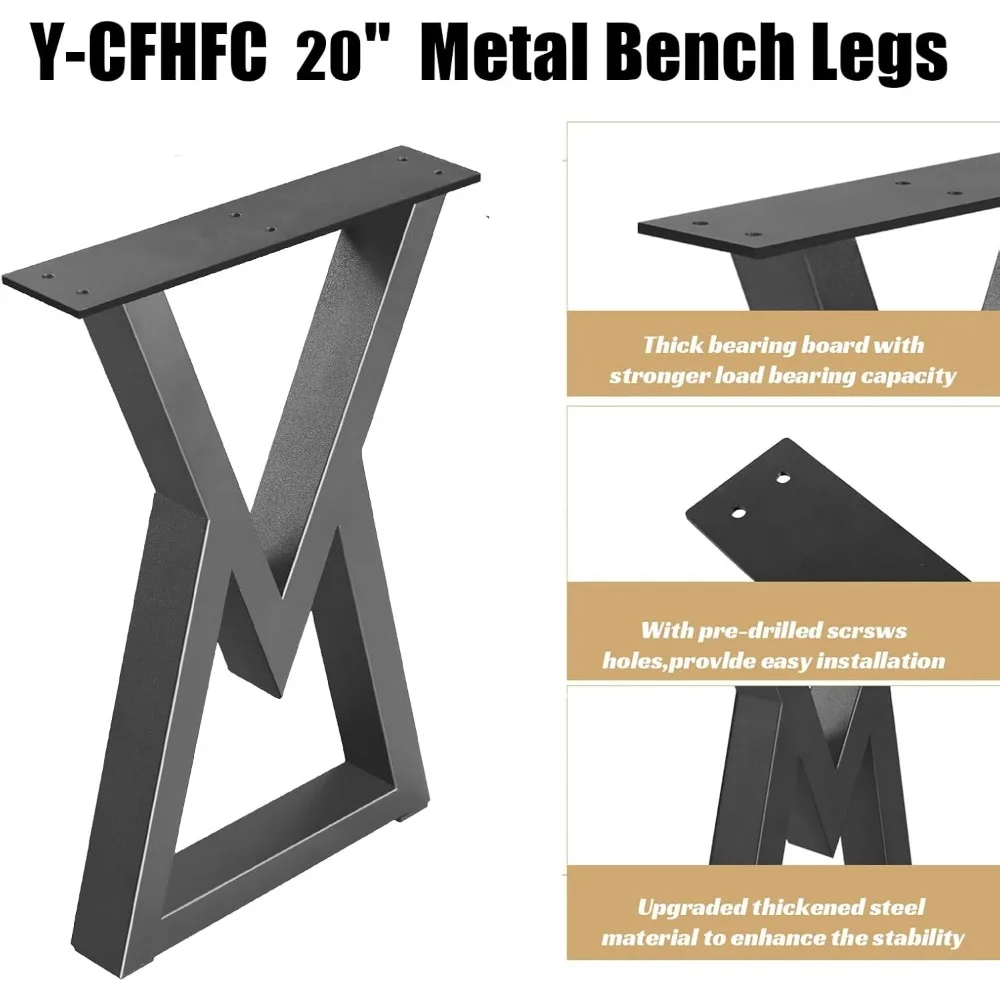 20-Zoll-Couchtischbeine aus Metall, rautenförmiges Ende und Beistelltischfüße, robuste Schreibtischfüße, schwarze Eisen-DIY-Möbel-Bankbeine