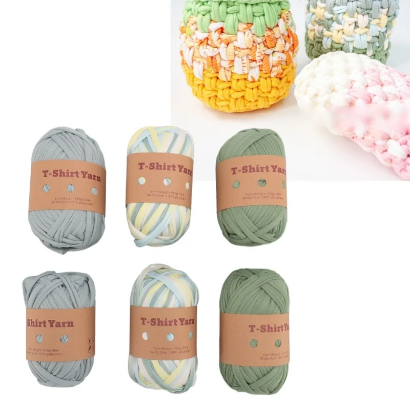 

6 Rolls T Shirt Yarn Soft Elastic Washable Multipurpose Fabric Cloth T Shirt Knitting Yarn Carpet Yarn For Crocheting Projects