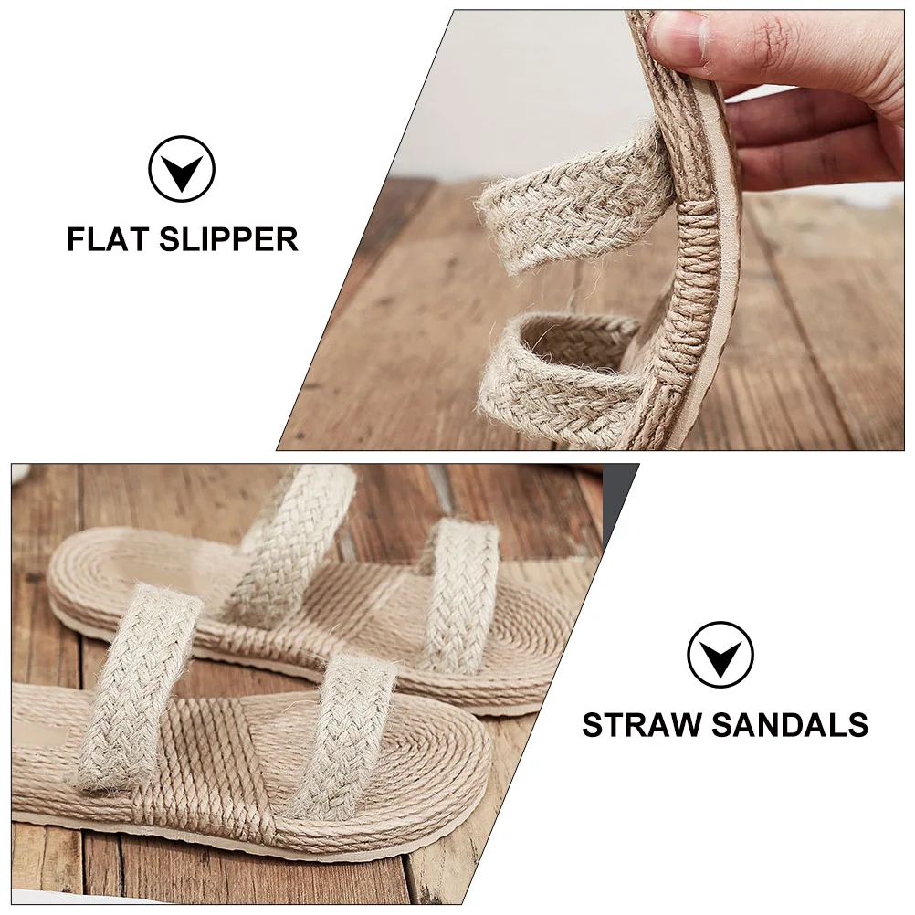 Volital Sandals for Women Slippers Ladies Flat Straw Simulation Espadrilles