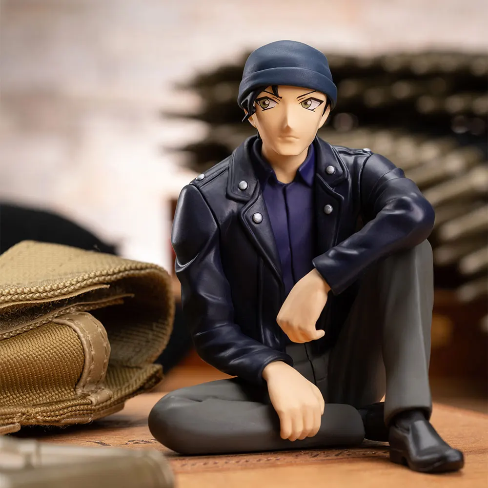 9cm Genuine Akai Shuuichi Sitting Doll Toys for Children Adults Animation Gift Model Detective Conan Anime Collectibles