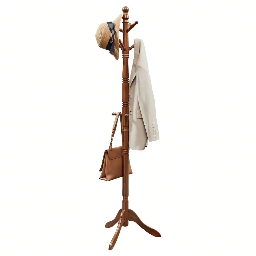 

Coat Rack, Solid Wood Coat Stand, Free Standing Hall Coat Tree With 10 Hooks For Coats, Hats, Bags, Purses, For Entryway, Hallw
